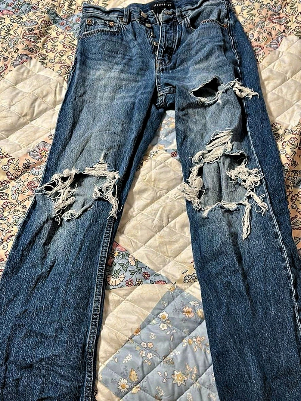 Aéropostale 90's Baggy Distressed Blue Boyfriend Jeans Waist 6